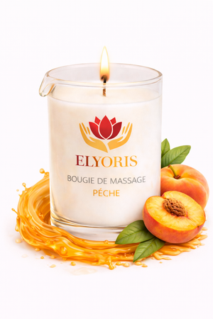 Bougie de massage pêche