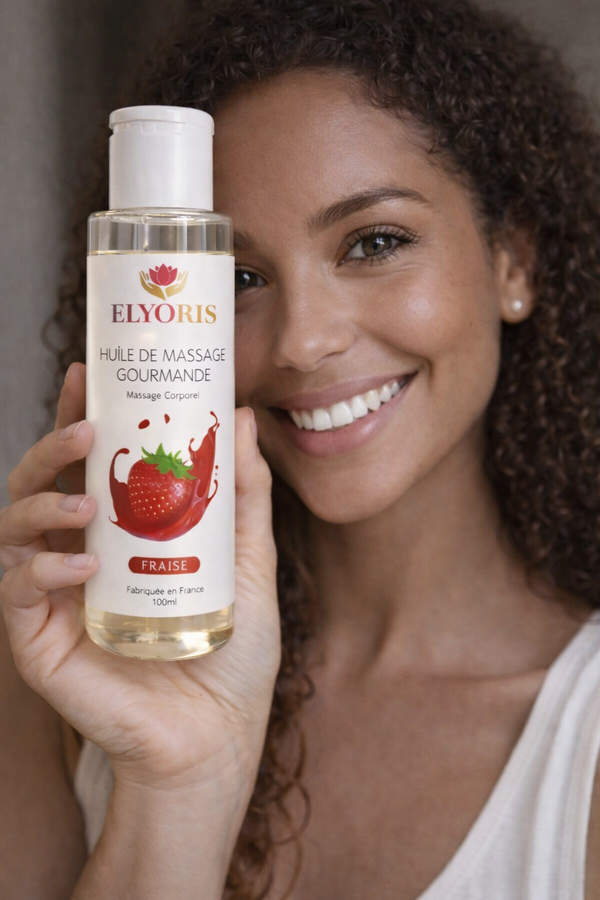 Huile de massage comestible à la fraise