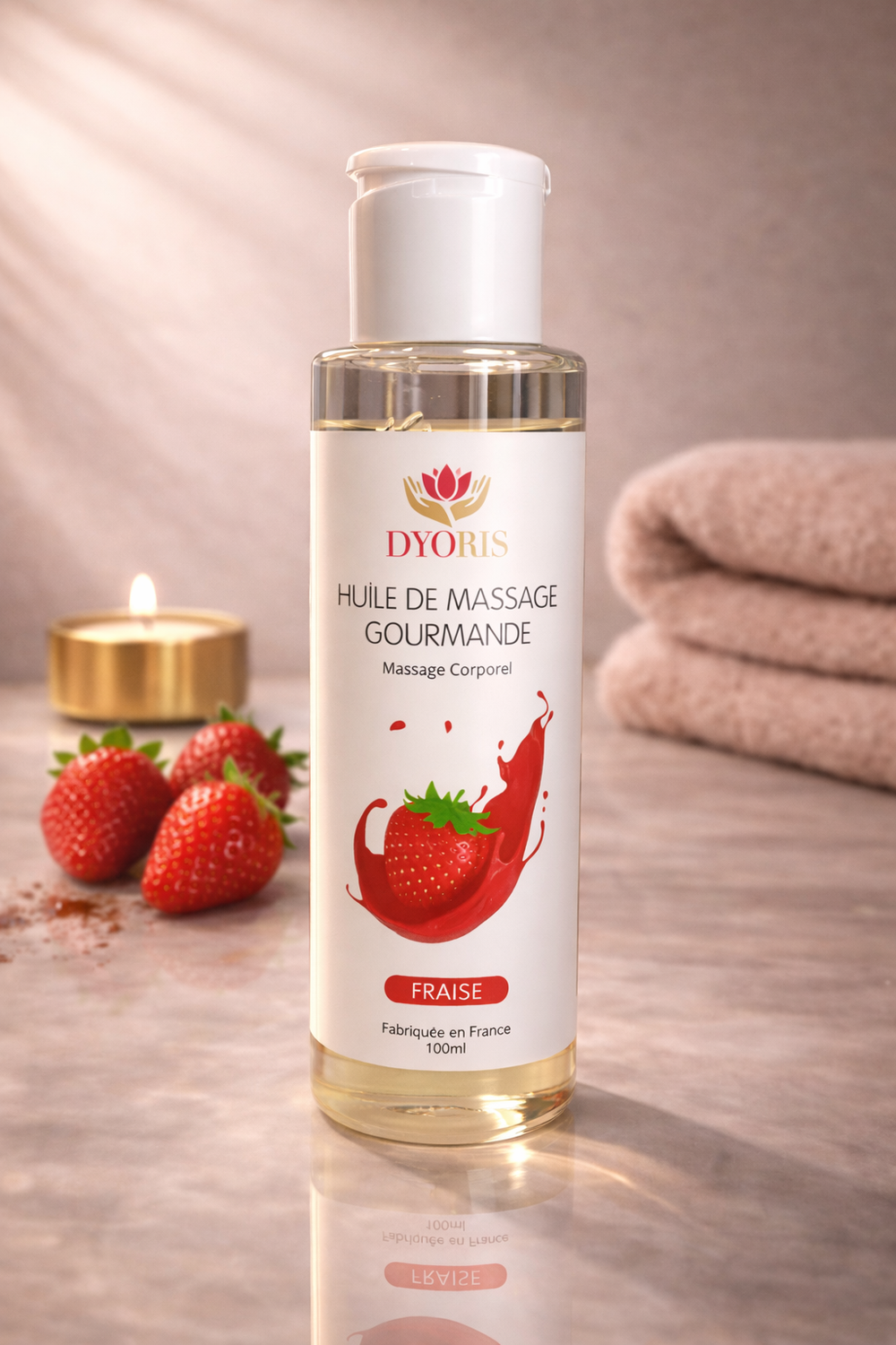 Huile de massage comestible fraise